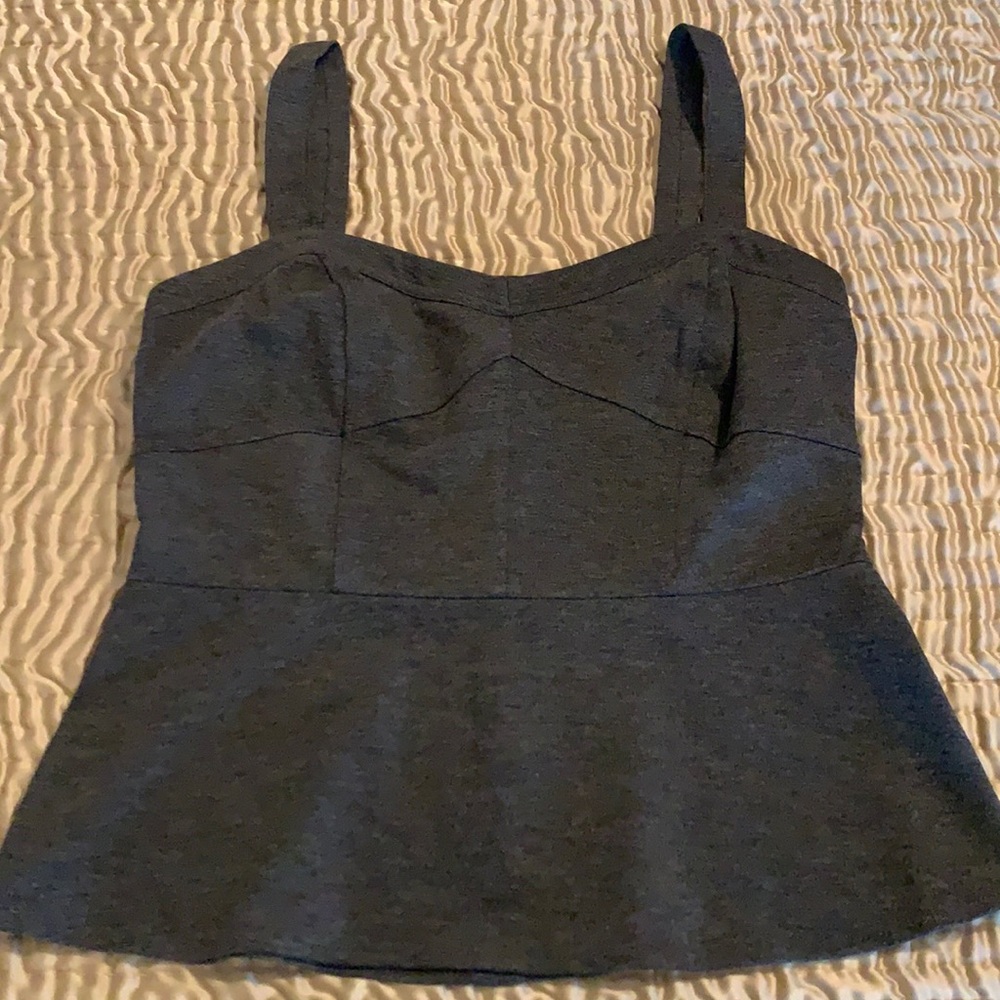 Cabi bustier top charcoal grey size 6 peplum & back zipper